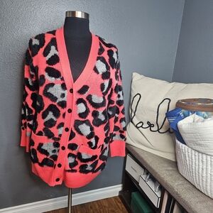 Torrid pink animal print cardigan sweater size 1X